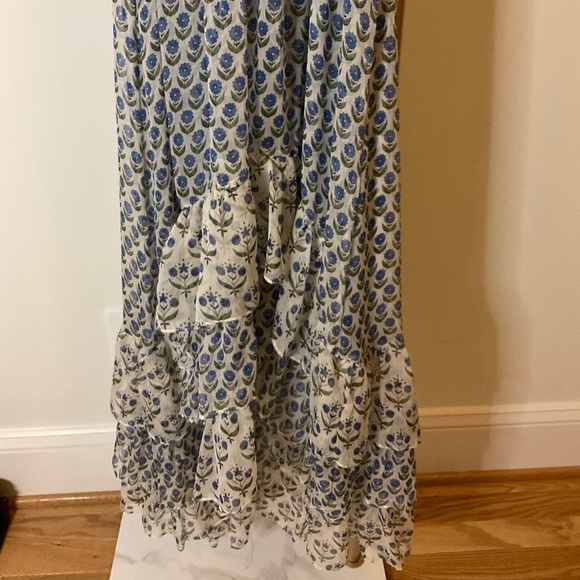 MISA Los Angeles Ruffled-Tiered Midi Dress  Ingrid dress Size M. Blue Floral - Picture 7 of 10